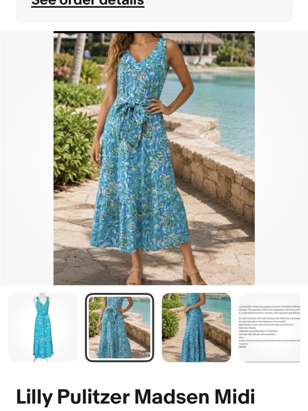 Lilly Pulitzer Blue & Green Floral Midi Dresslilly Pulitzer Madsen
